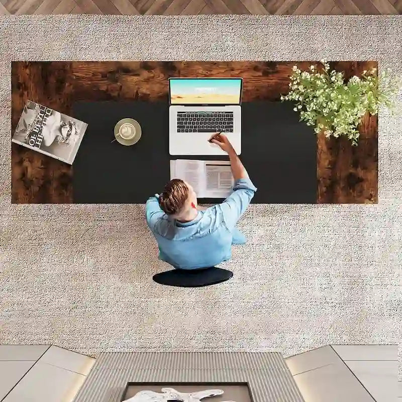 Bureau d'ordinateur exécutif 63 po : Étagère de rangement, poste de travail moderne et simple