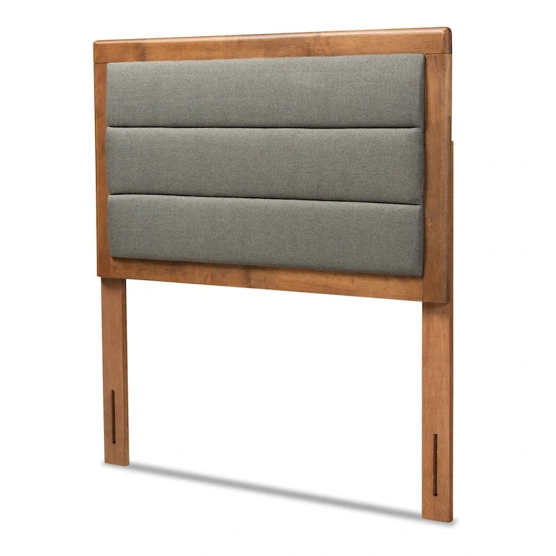 Tête de lit moderne et contemporaine en tissu et bois - Gris foncé