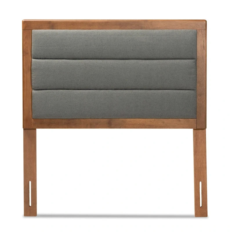 Tête de lit moderne et contemporaine en tissu et bois - Gris foncé