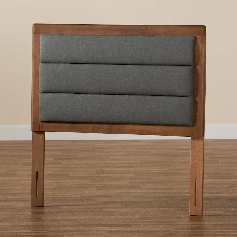 Tête de lit moderne et contemporaine en tissu et bois - Gris foncé
