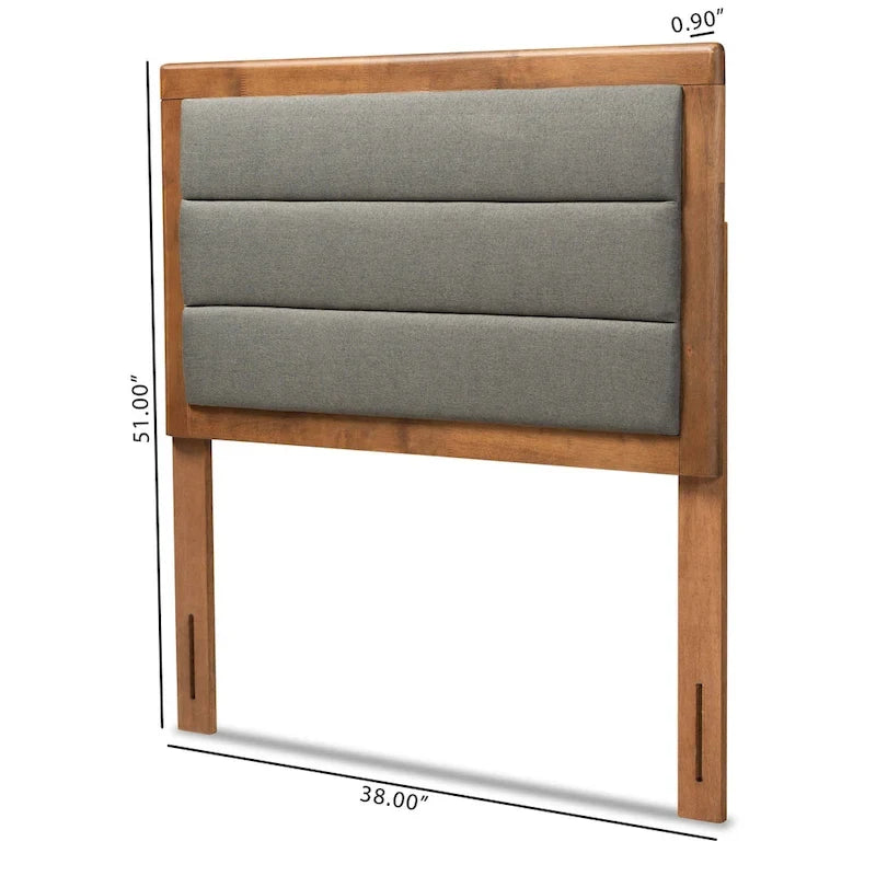 Tête de lit moderne et contemporaine en tissu et bois - Gris foncé