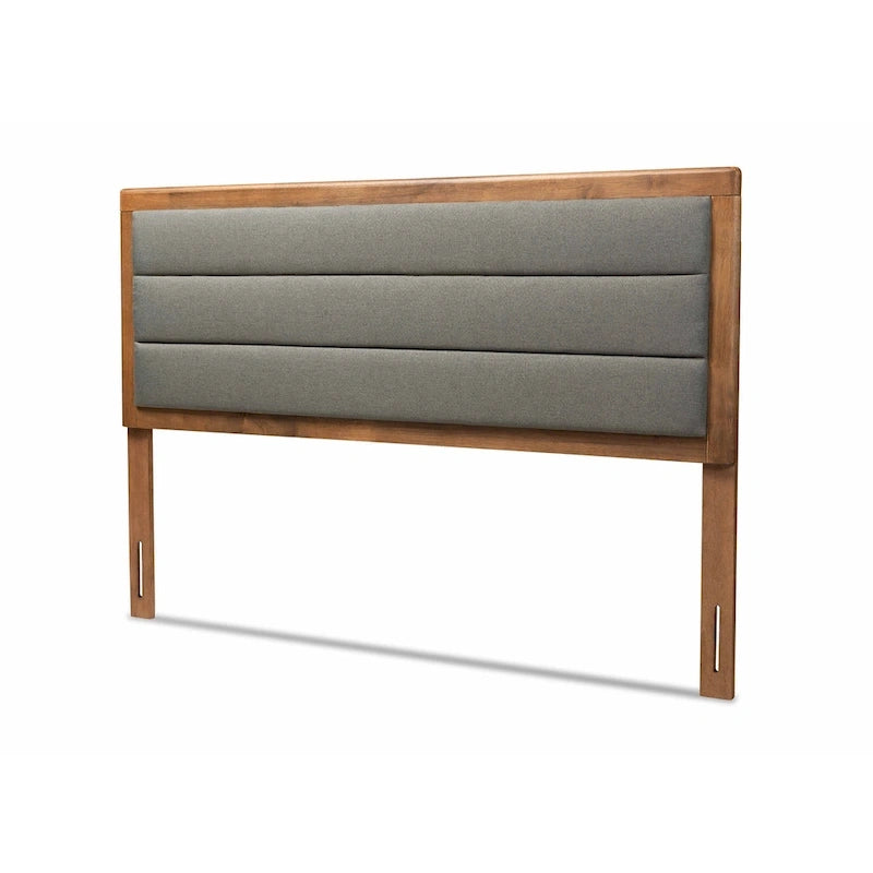 Tête de lit moderne et contemporaine en tissu et bois - Gris foncé