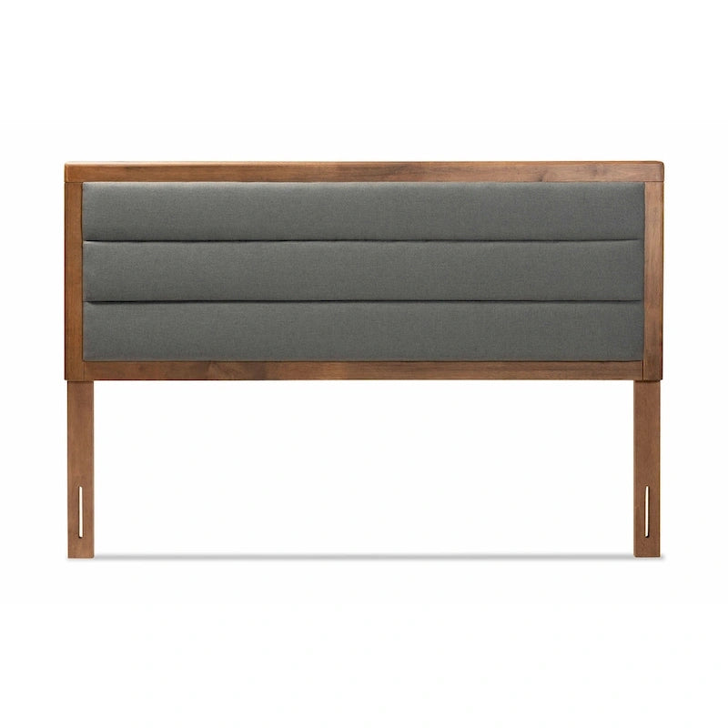 Tête de lit moderne et contemporaine en tissu et bois - Gris foncé