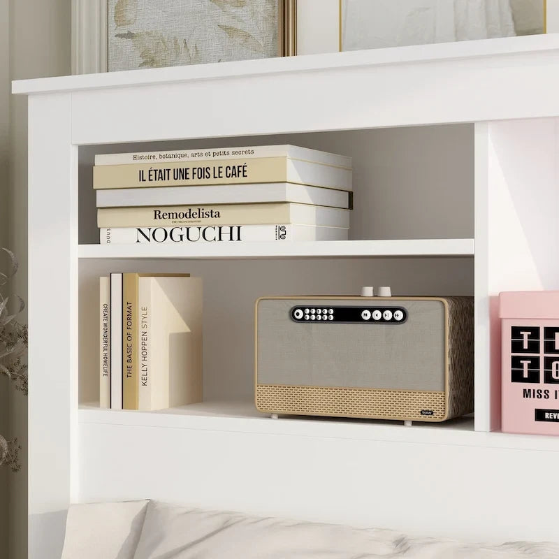Tête de lit bibliothèque Queen 65 avec lumière RGB et étagère réglable