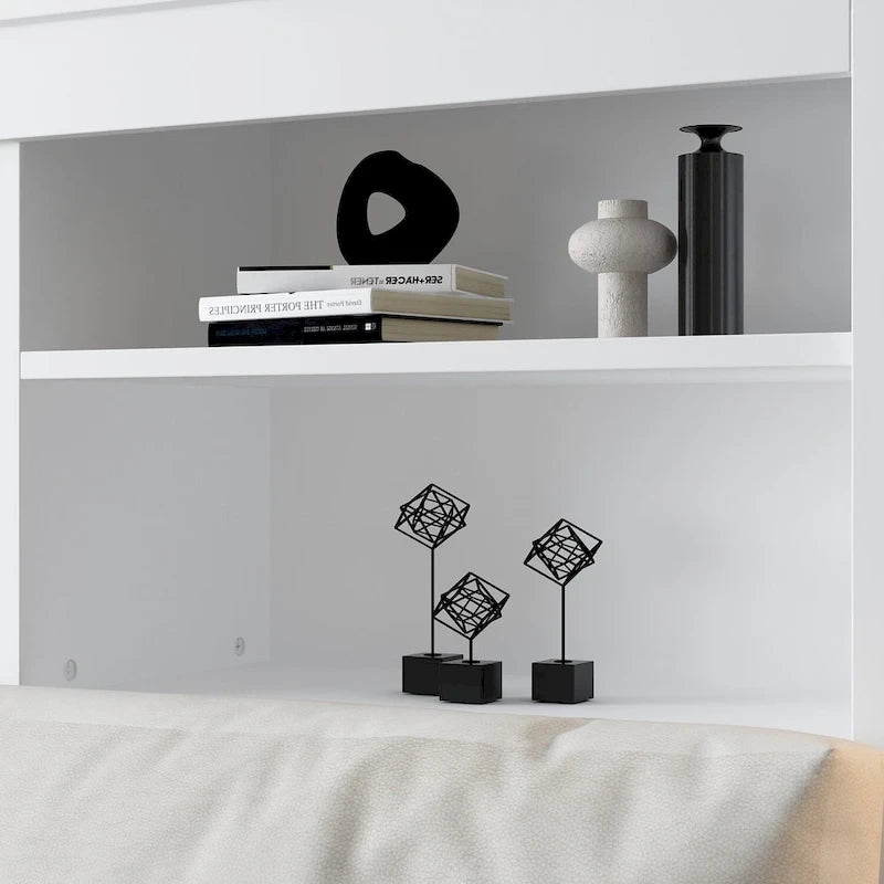 Tête de lit bibliothèque Queen 65 avec lumière RGB et étagère réglable