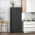 Garde-manger de cuisine moderne autoportant à 4 portes, organisateur de placard de rangement avec 6 étagères à niveaux et 4 étagères réglables