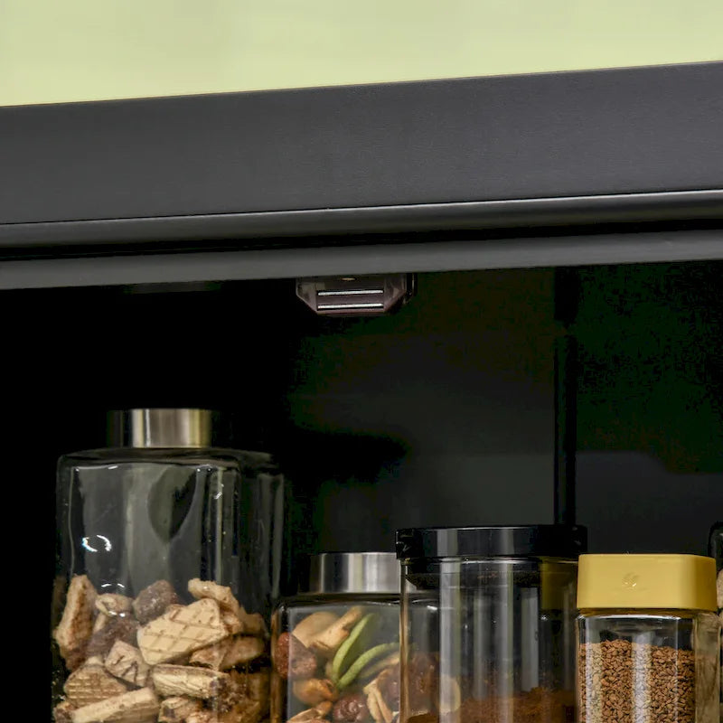 Garde-manger de cuisine moderne autoportant à 4 portes, organisateur de placard de rangement avec 6 étagères à niveaux et 4 étagères réglables