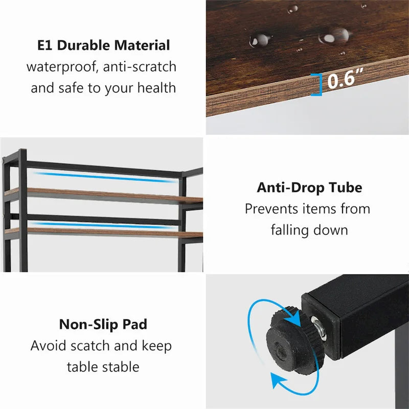 Étagère de cuisine industrielle à 5 niveaux pour micro-ondes avec support de rangement, marron/noir, étagère de rangement moderne blanche pour cuisine.