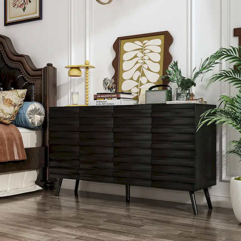 Sleek Black Buffet Cabinet Home Decor Console Table Side Table Wood