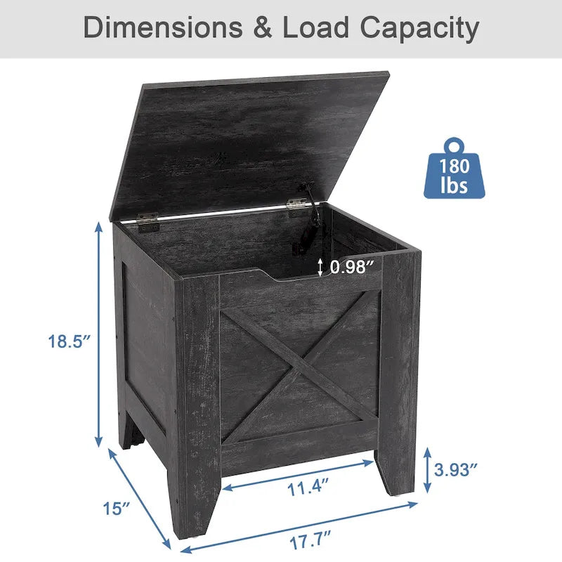 Banc de rangement, Coffre en bois avec charnières de sécurité et tapis en osier, Banc à chaussures pour entrée Style industriel