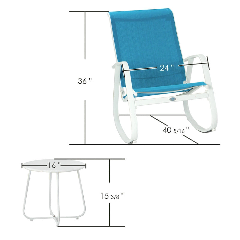 Fauteuil à bascule d'extérieur contemporain en textilène