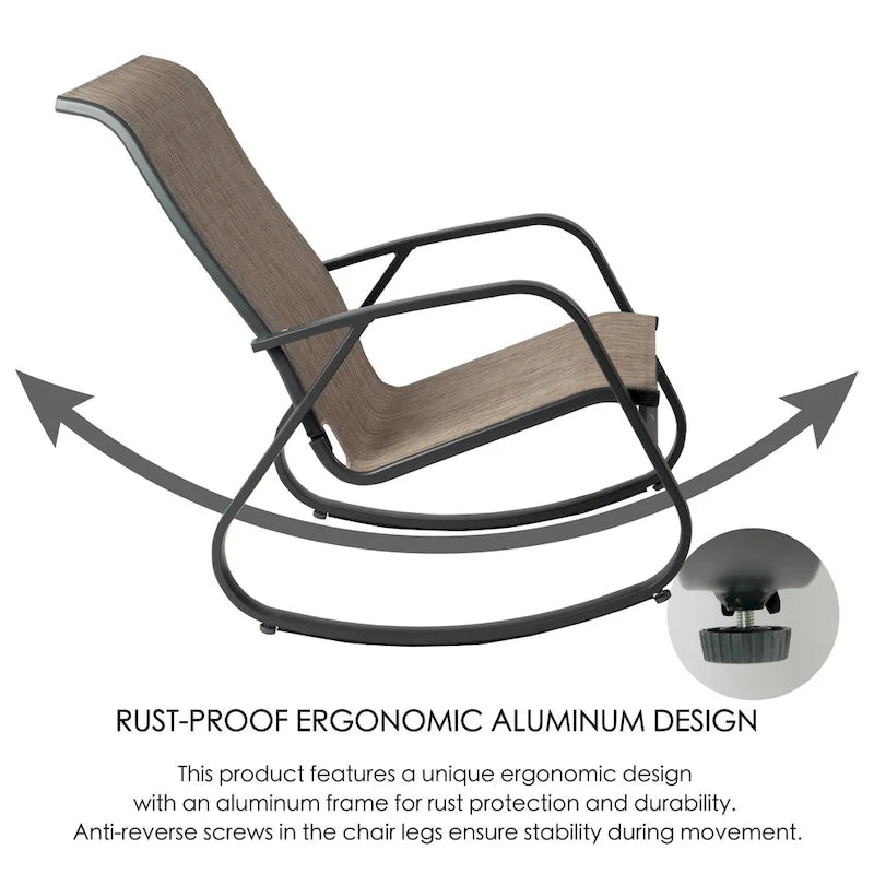 Fauteuil à bascule d'extérieur contemporain en textilène