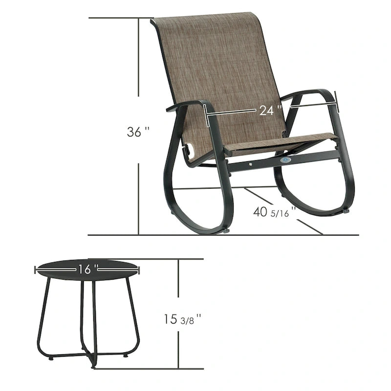 Fauteuil à bascule d'extérieur contemporain en textilène
