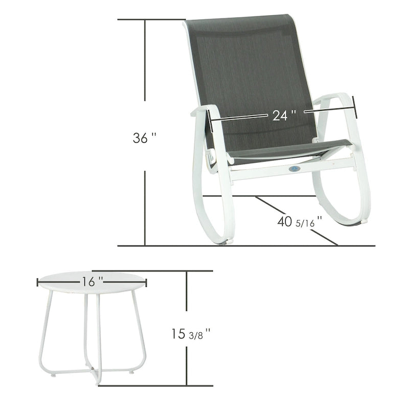 Fauteuil à bascule d'extérieur contemporain en textilène