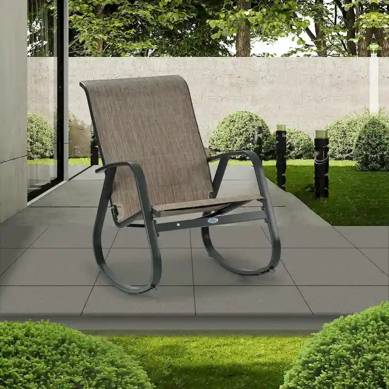 Fauteuil à bascule d'extérieur contemporain en textilène