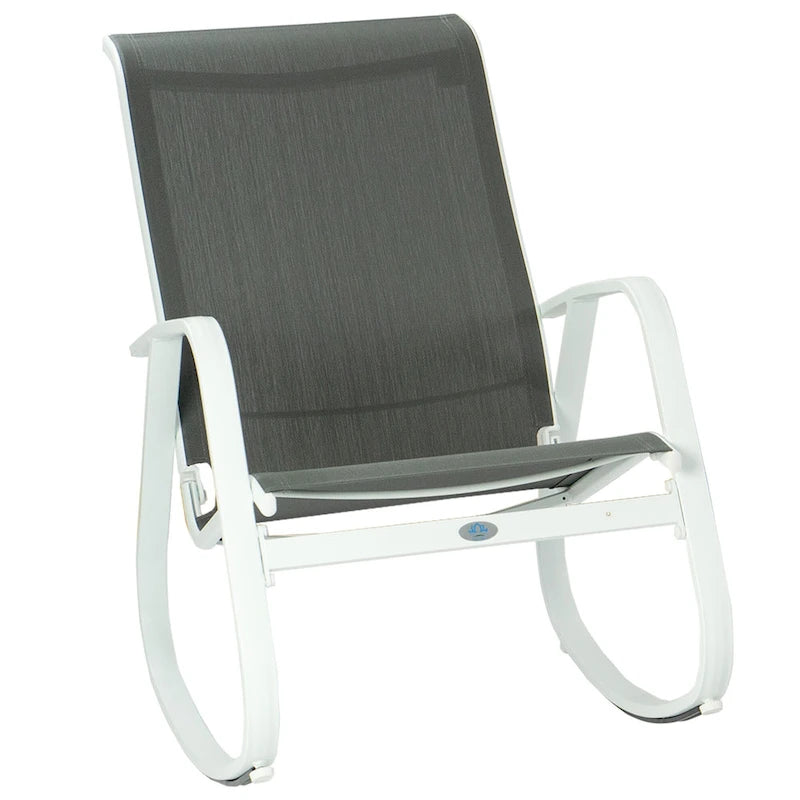 Fauteuil à bascule d'extérieur contemporain en textilène