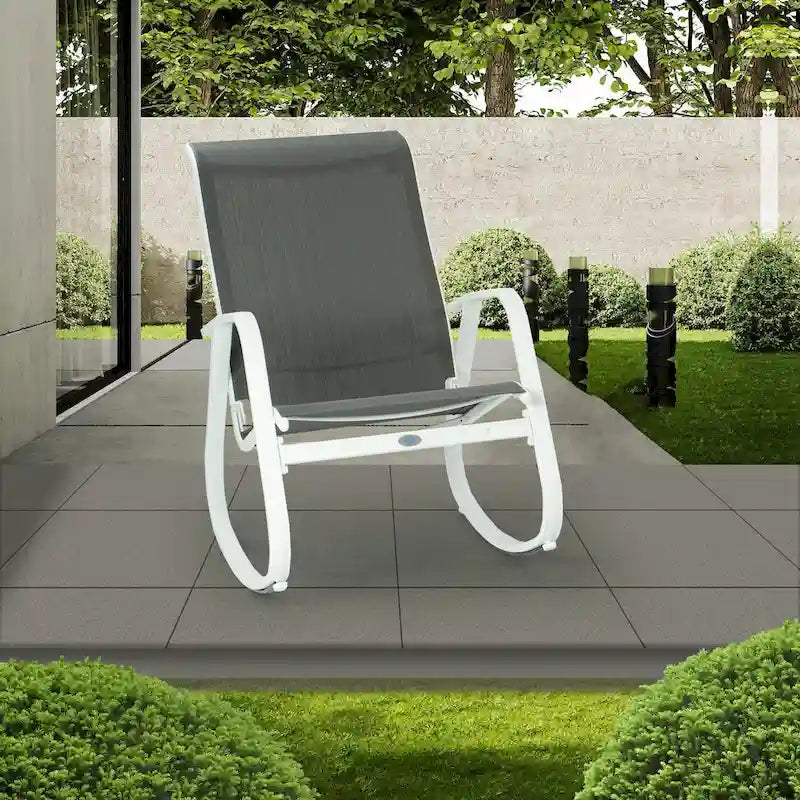 Fauteuil à bascule d'extérieur contemporain en textilène