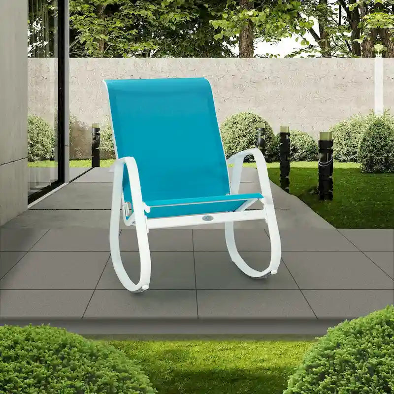 Fauteuil à bascule d'extérieur contemporain en textilène