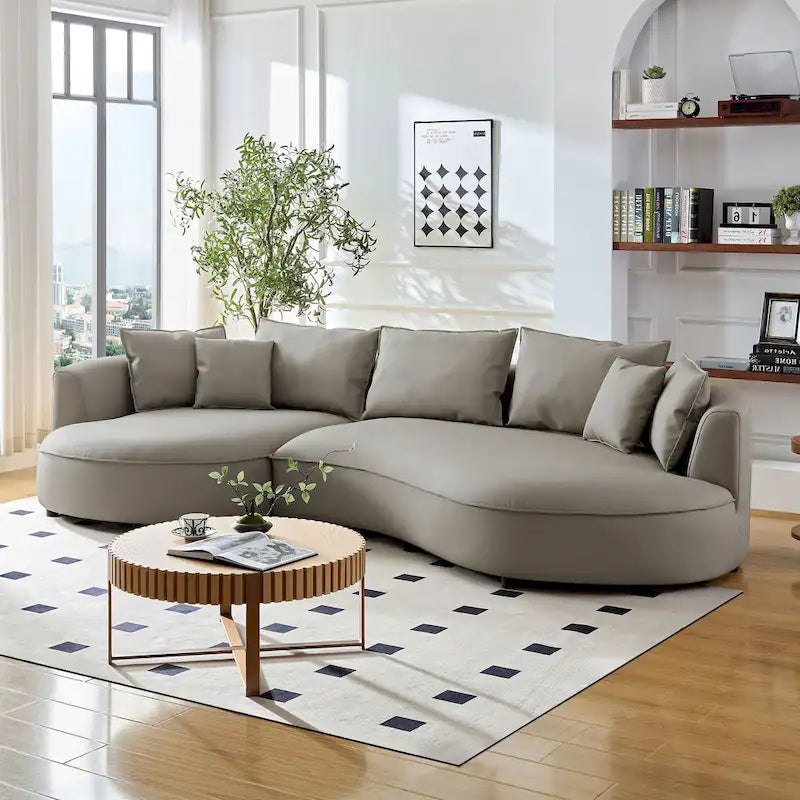 L-Shaped Leather Sectional Sofa with Chaise  Large Luxe Couch for Living Room