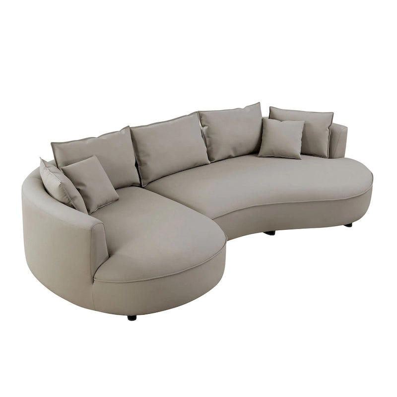 Canapé d'angle en cuir avec méridienne, grand canapé de luxe pour salon
