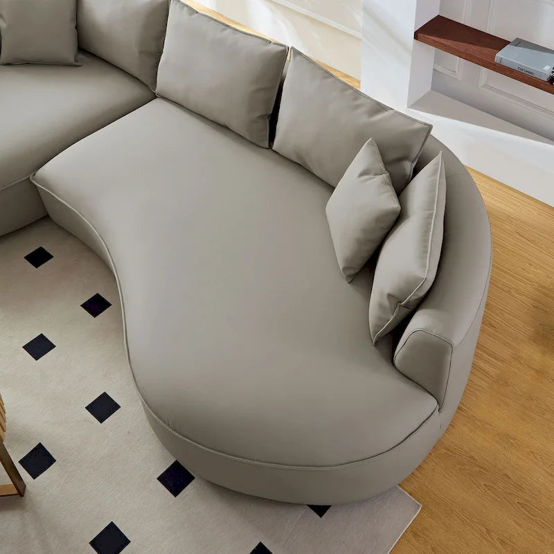 Canapé d'angle en cuir avec méridienne, grand canapé de luxe pour salon