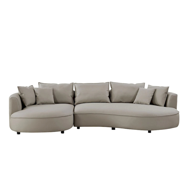 Canapé d'angle en cuir avec méridienne, grand canapé de luxe pour salon