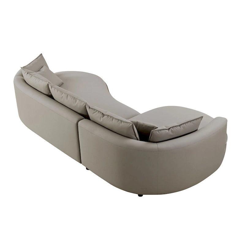 Canapé d'angle en cuir avec méridienne, grand canapé de luxe pour salon