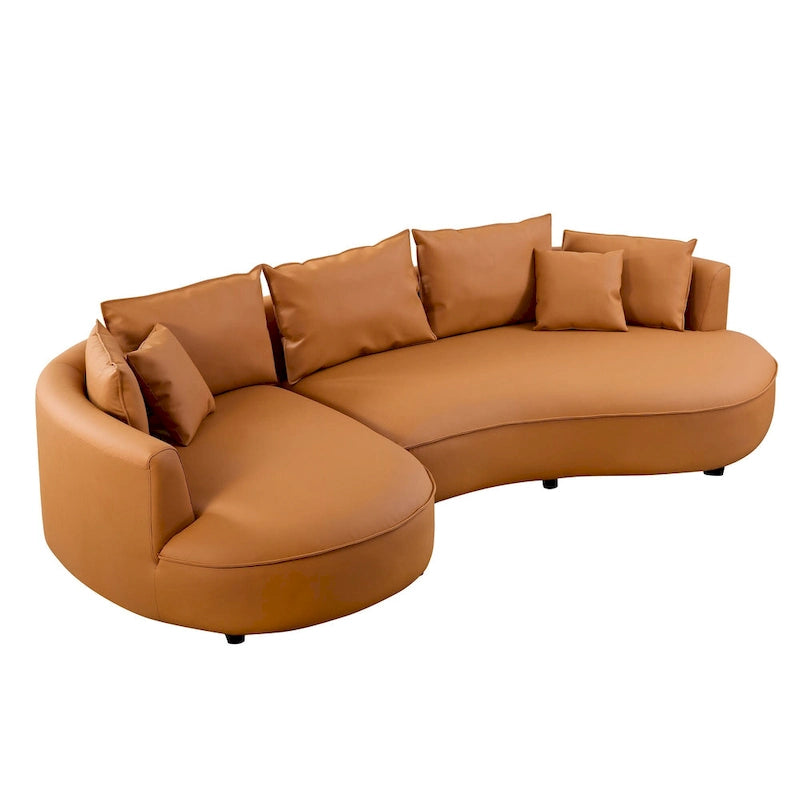 Canapé d'angle en cuir avec méridienne, grand canapé de luxe pour salon