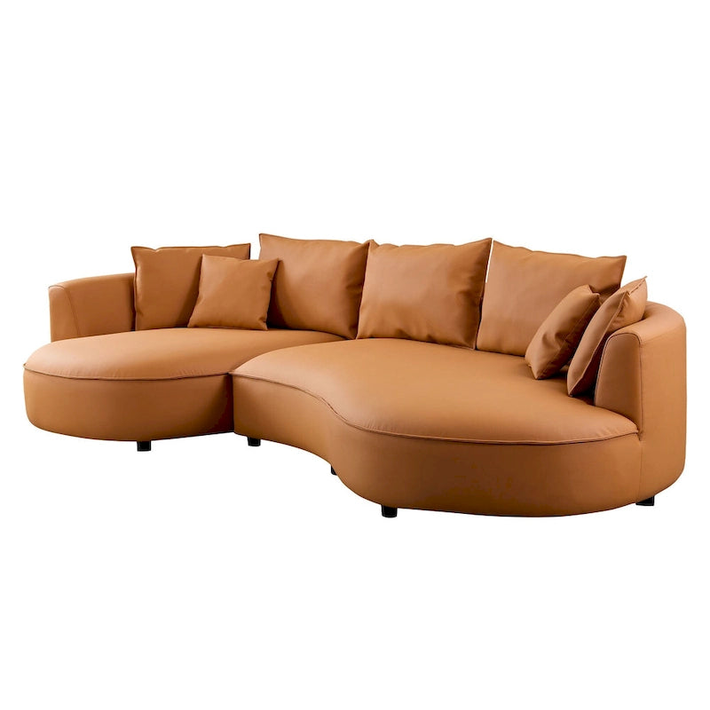 Canapé d'angle en cuir avec méridienne, grand canapé de luxe pour salon