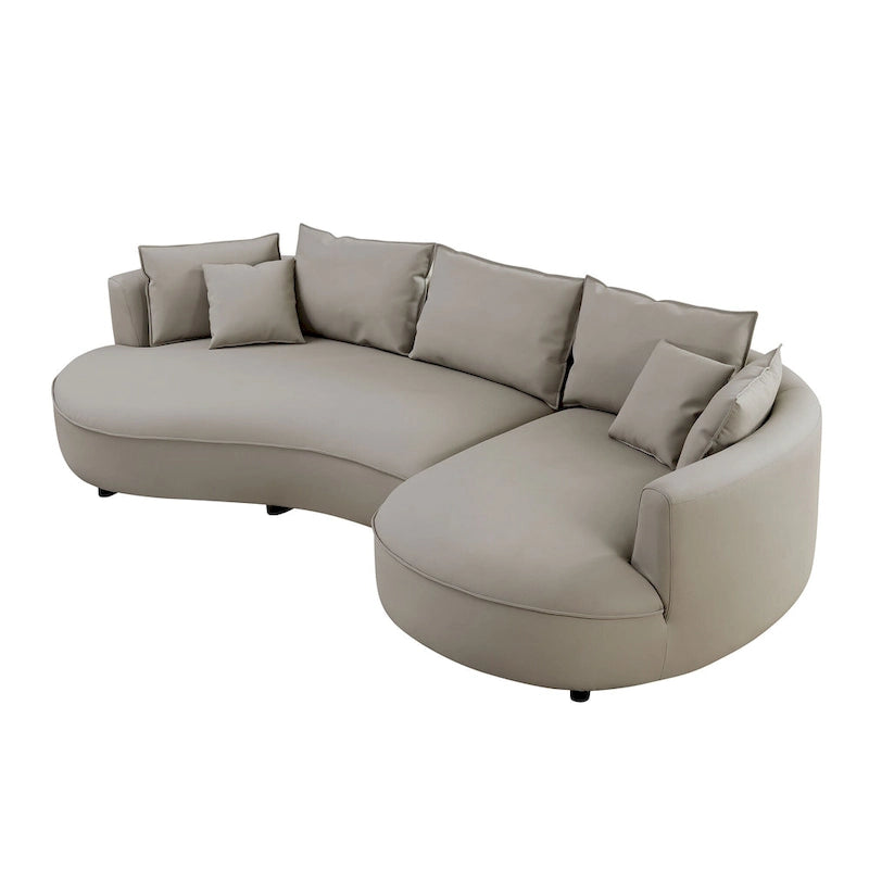 Canapé d'angle en cuir avec méridienne, grand canapé de luxe pour salon