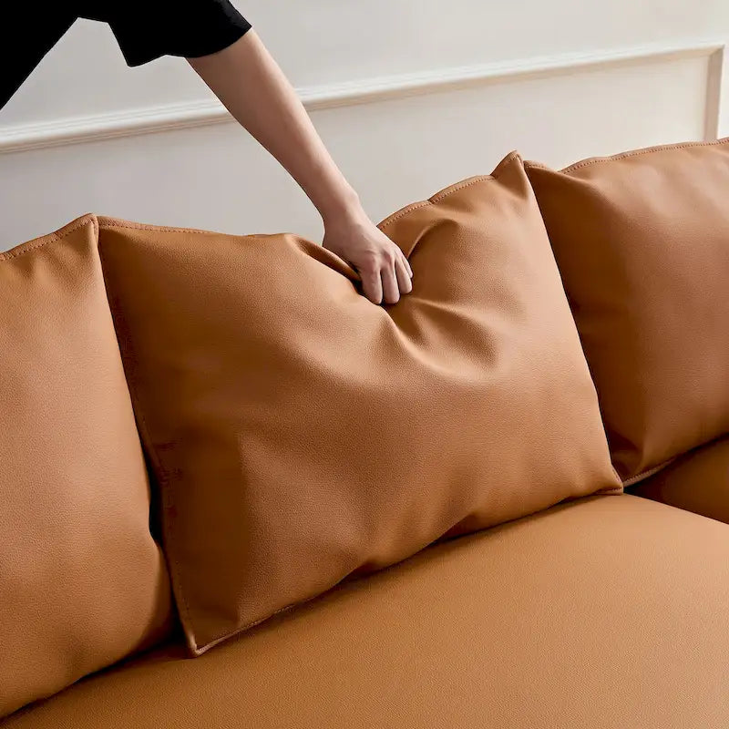 Canapé d'angle en cuir avec méridienne, grand canapé de luxe pour salon