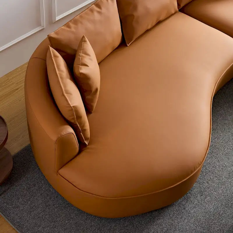 Canapé d'angle en cuir avec méridienne, grand canapé de luxe pour salon