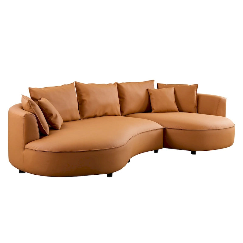 Canapé d'angle en cuir avec méridienne, grand canapé de luxe pour salon