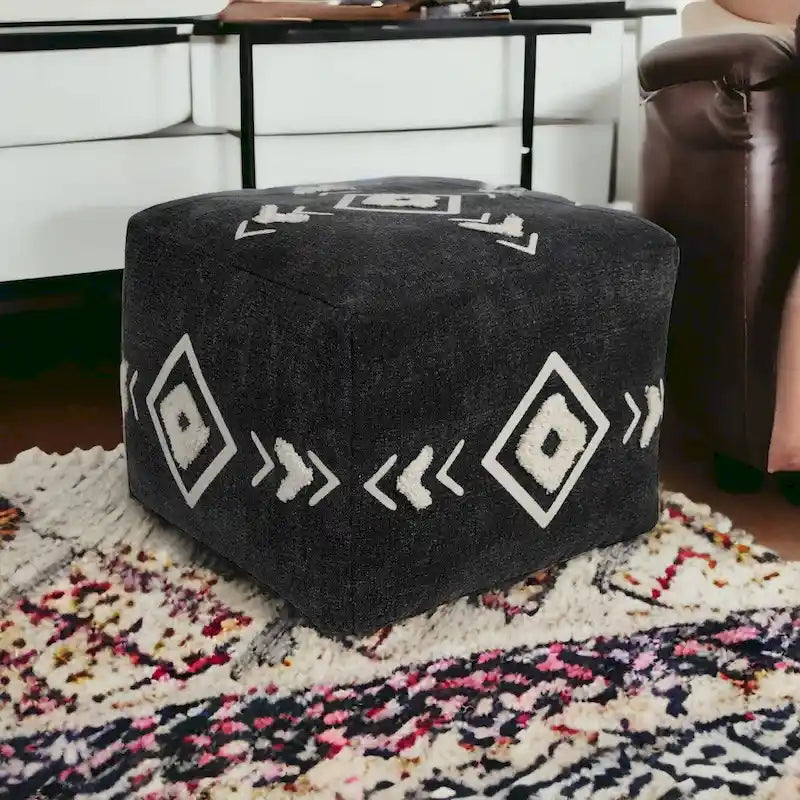 18 Ottoman 100 % coton noir