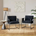 Fauteuil moderne à structure métallique avec poches de rangement - Lot de 2