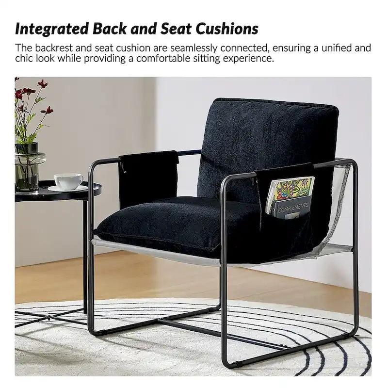 Fauteuil moderne à structure métallique avec poches de rangement - Lot de 2