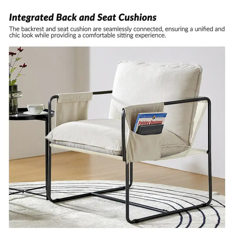 Fauteuil moderne à structure métallique avec poches de rangement - Lot de 2