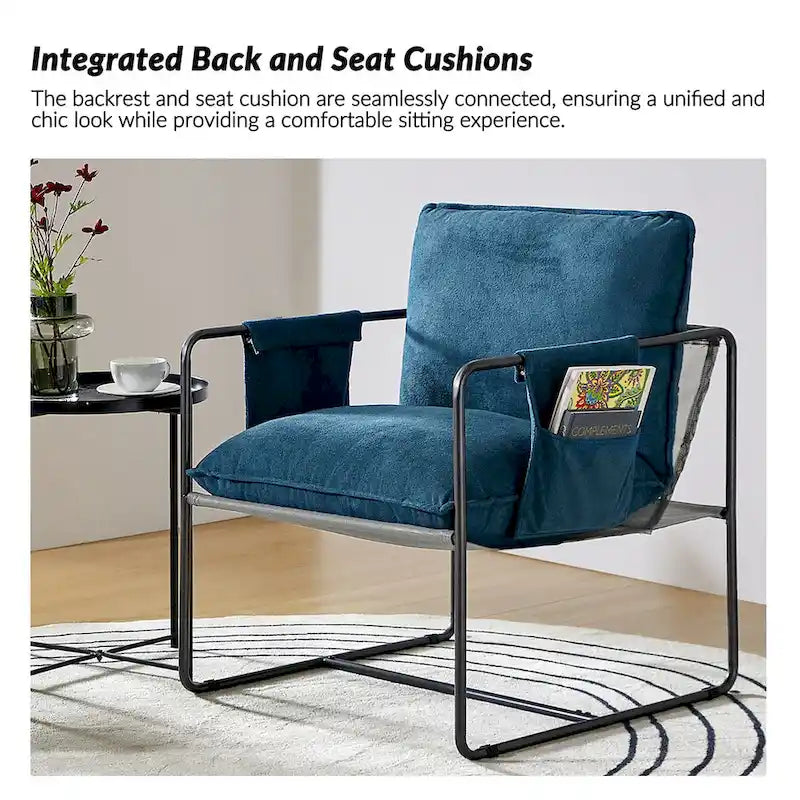 Fauteuil moderne à structure métallique avec poches de rangement - Lot de 2