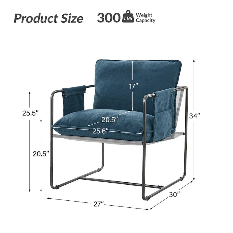 Fauteuil moderne à structure métallique avec poches de rangement - Lot de 2