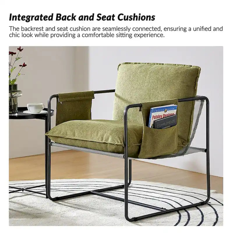 Fauteuil moderne à structure métallique avec poches de rangement - Lot de 2