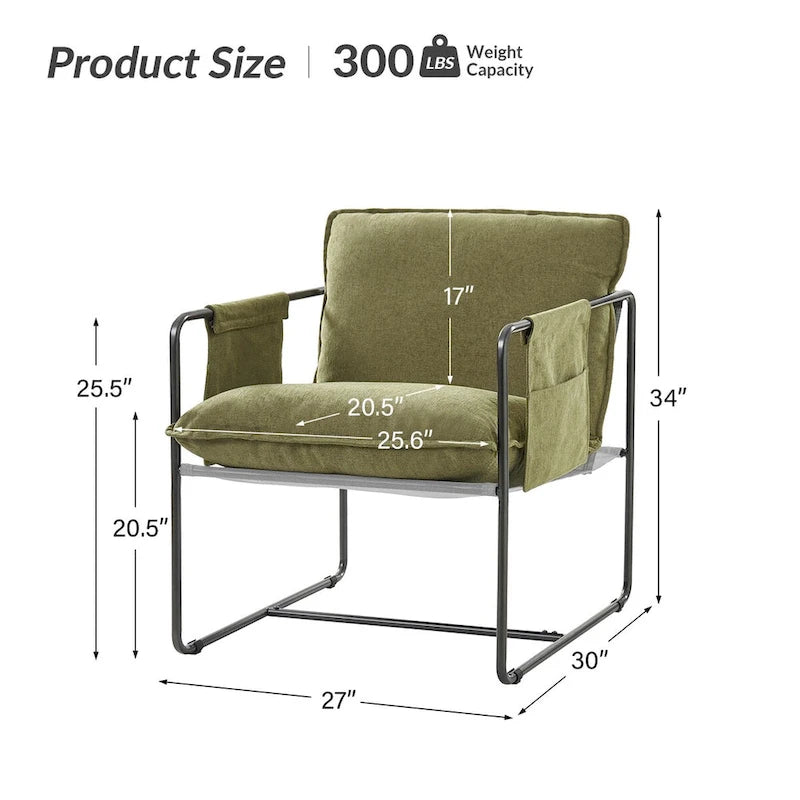 Fauteuil moderne à structure métallique avec poches de rangement - Lot de 2