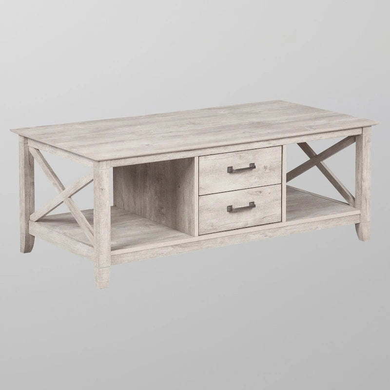 Table basse grise avec 2 tiroirs