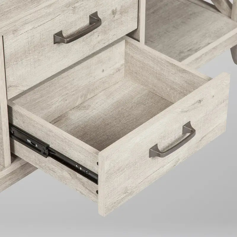 Table basse grise avec 2 tiroirs