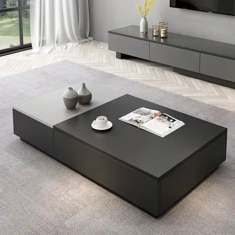 51,18 Table basse relevable avec compartiment de rangement caché et 2 tiroirs