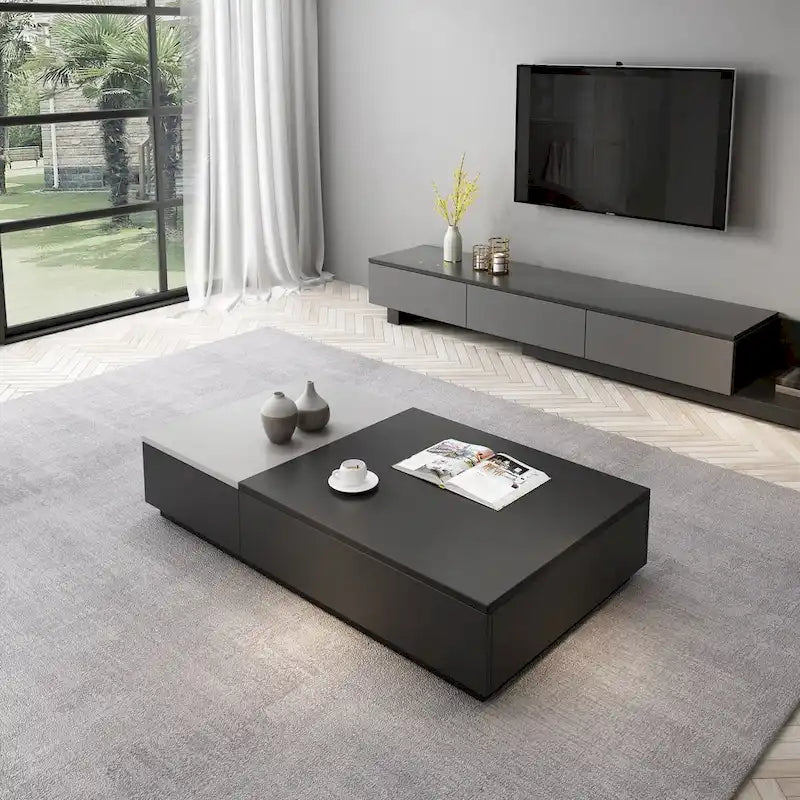 51,18 Table basse relevable avec compartiment de rangement caché et 2 tiroirs