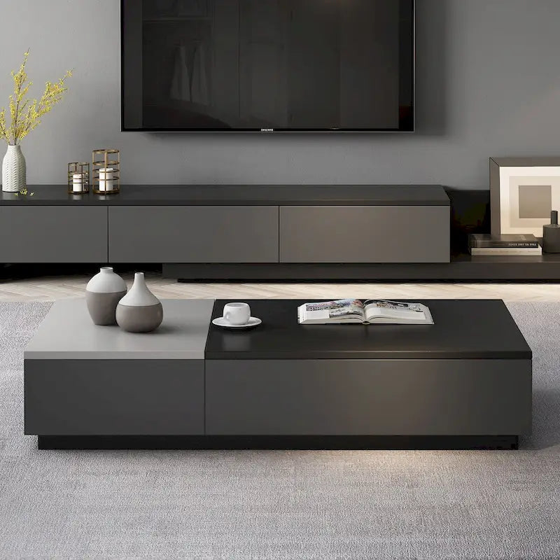 51,18 Table basse relevable avec compartiment de rangement caché et 2 tiroirs