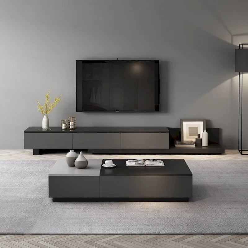 51,18 Table basse relevable avec compartiment de rangement caché et 2 tiroirs