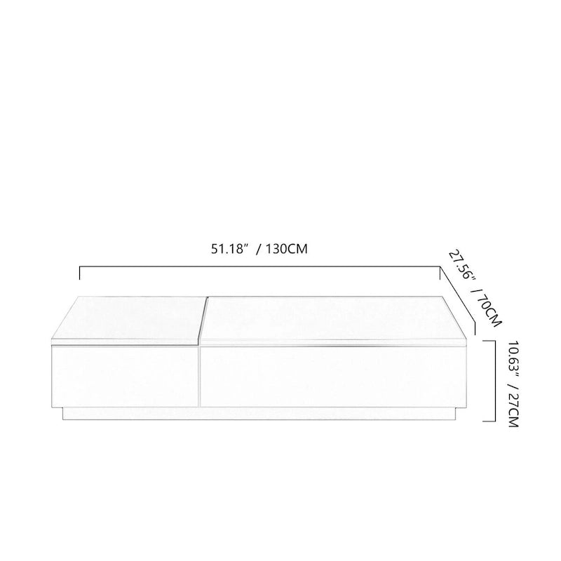 51,18 Table basse relevable avec compartiment de rangement caché et 2 tiroirs