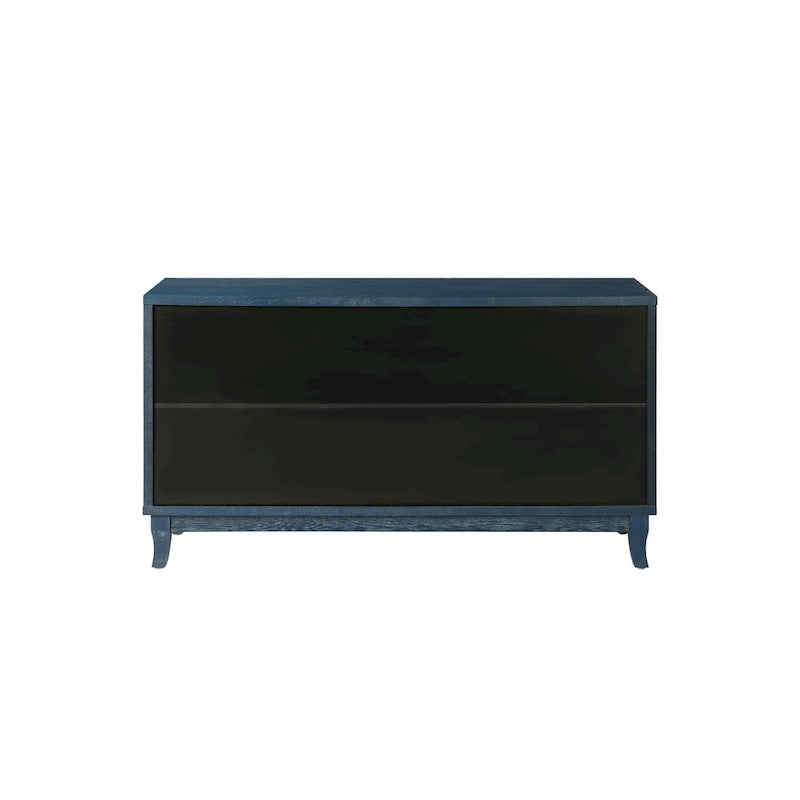 Panneaux de grain de qualité supérieure faits à la main, buffet en rotin, meuble de rangement d'appoint, bleu marine - S.O.