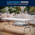Table d'événement pliante en plastique blanc granit 30 L x 96 L avec poignée de transport
